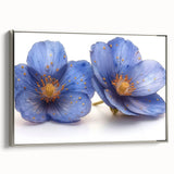 Glamorous Blue Floral Wall Art – Chic Luxury Botanical Decor
