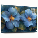 Elegant Blue Flower Glam Wall Art – Luxury Botanical Glam Decor