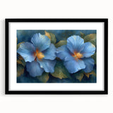 Elegant Blue Flower Glam Wall Art – Luxury Botanical Glam Decor