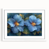 Elegant Blue Flower Glam Wall Art – Luxury Botanical Glam Decor