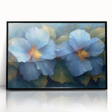 Elegant Blue Flower Glam Wall Art – Luxury Botanical Glam Decor