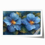 Elegant Blue Flower Glam Wall Art – Luxury Botanical Glam Decor