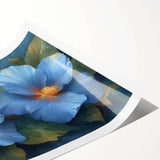 Elegant Blue Flower Glam Wall Art – Luxury Botanical Glam Decor
