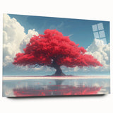 Glamorous Red Tree Wall Art – Luxury Modern Nature-Inspired Decor