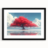 Glamorous Red Tree Wall Art – Luxury Modern Nature-Inspired Decor