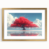 Glamorous Red Tree Wall Art – Luxury Modern Nature-Inspired Decor