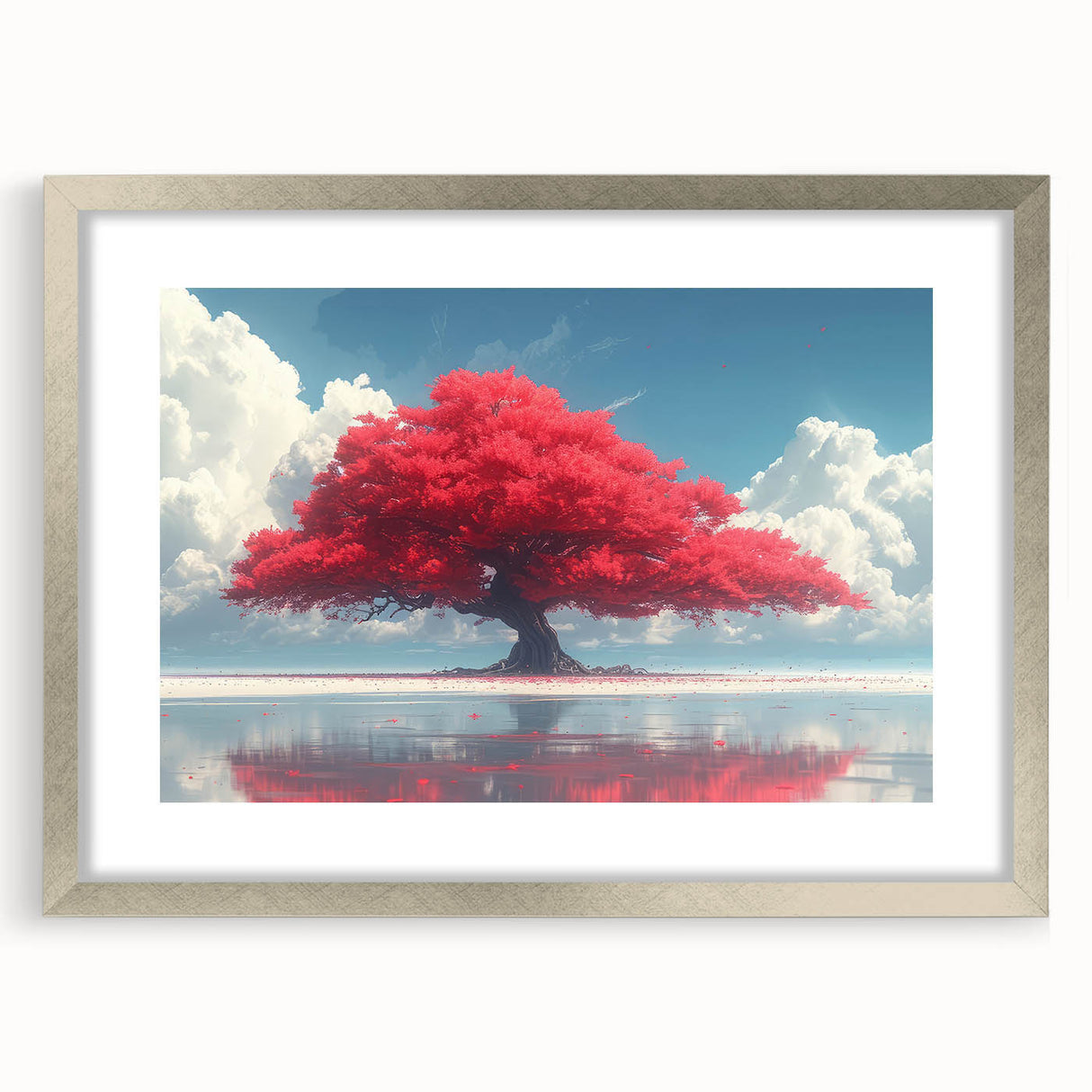 Glamorous Red Tree Wall Art – Luxury Modern Nature-Inspired Decor