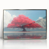 Glamorous Red Tree Wall Art – Luxury Modern Nature-Inspired Decor