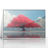 Glamorous Red Tree Wall Art – Luxury Modern Nature-Inspired Decor