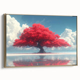 Glamorous Red Tree Wall Art – Luxury Modern Nature-Inspired Decor