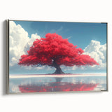 Glamorous Red Tree Wall Art – Luxury Modern Nature-Inspired Decor