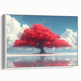 Glamorous Red Tree Wall Art – Luxury Modern Nature-Inspired Decor