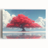 Glamorous Red Tree Wall Art – Luxury Modern Nature-Inspired Decor