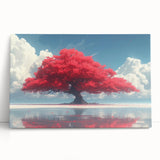 Glamorous Red Tree Wall Art – Luxury Modern Nature-Inspired Decor