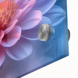 Glamorous Pink and Blue Flower Wall Art – Luxury Modern Botanical Decor