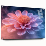 Glamorous Pink and Blue Flower Wall Art – Luxury Modern Botanical Decor