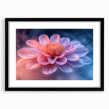 Glamorous Pink and Blue Flower Wall Art – Luxury Modern Botanical Decor