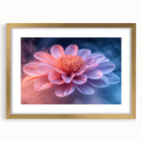 Glamorous Pink and Blue Flower Wall Art – Luxury Modern Botanical Decor