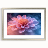 Glamorous Pink and Blue Flower Wall Art – Luxury Modern Botanical Decor