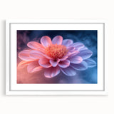 Glamorous Pink and Blue Flower Wall Art – Luxury Modern Botanical Decor