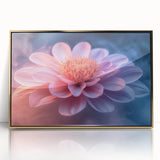 Glamorous Pink and Blue Flower Wall Art – Luxury Modern Botanical Decor