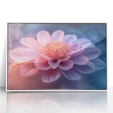 Glamorous Pink and Blue Flower Wall Art – Luxury Modern Botanical Decor