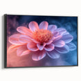 Glamorous Pink and Blue Flower Wall Art – Luxury Modern Botanical Decor