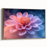 Glamorous Pink and Blue Flower Wall Art – Luxury Modern Botanical Decor