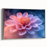 Glamorous Pink and Blue Flower Wall Art – Luxury Modern Botanical Decor