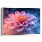 Glamorous Pink and Blue Flower Wall Art – Luxury Modern Botanical Decor