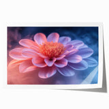 Glamorous Pink and Blue Flower Wall Art – Luxury Modern Botanical Decor