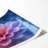 Glamorous Pink and Blue Flower Wall Art – Luxury Modern Botanical Decor