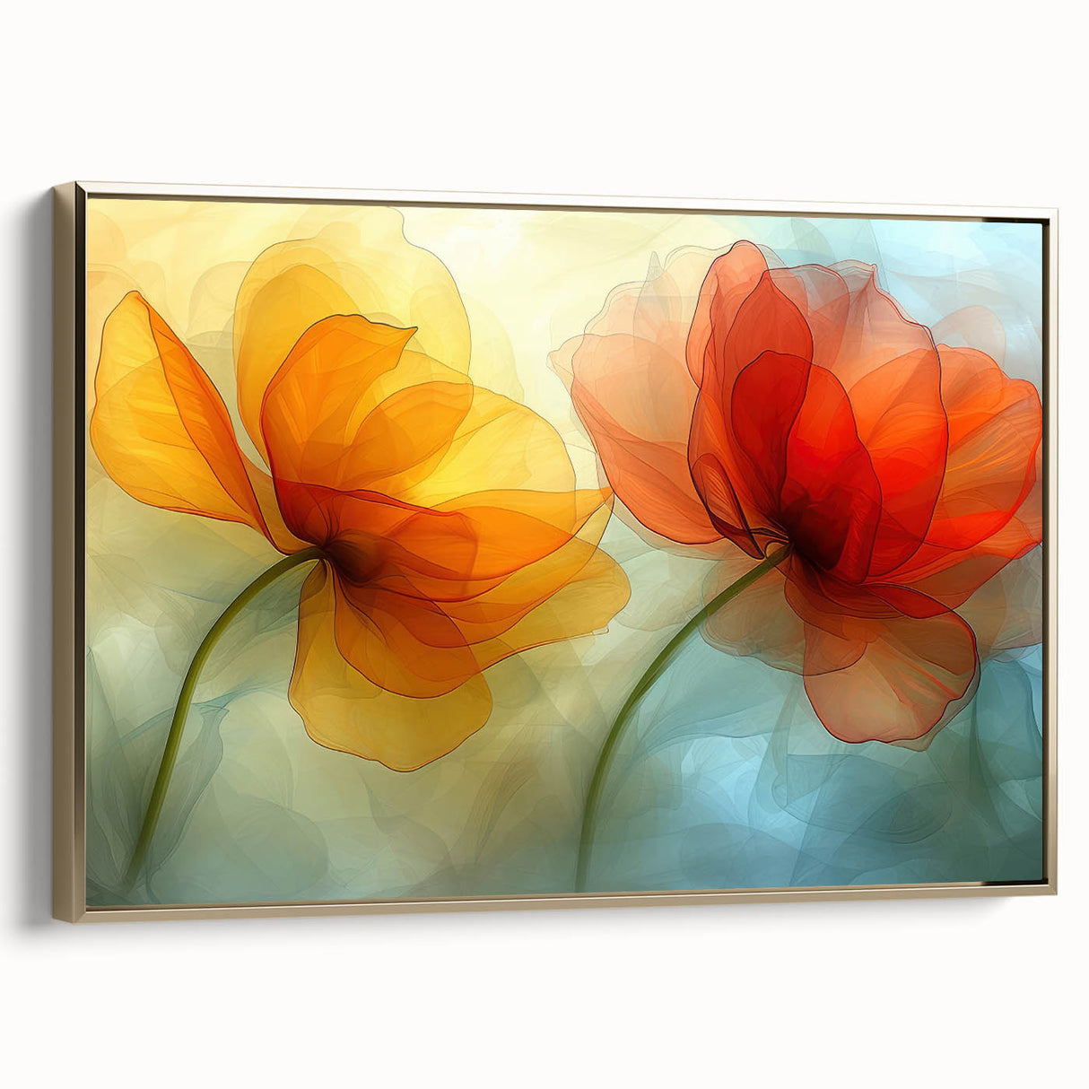 Glamorous Orange and Yellow Flower Wall Art – Luxury Chic Decor