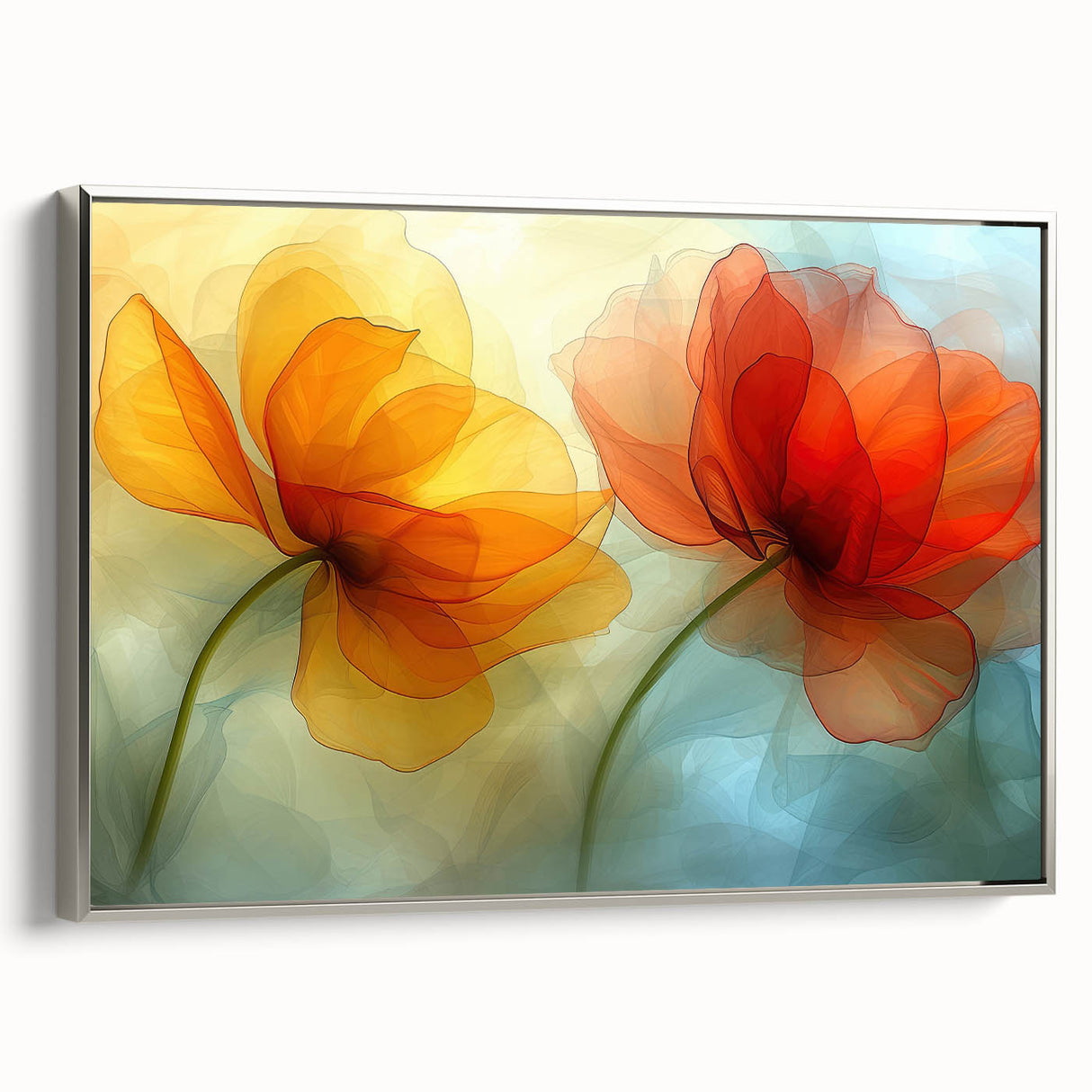 Glamorous Orange and Yellow Flower Wall Art – Luxury Chic Decor
