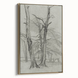 Sketch of Bare Trees - Mysterious Forest Gothic Wall Art Print
