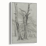 Sketch of Bare Trees - Mysterious Forest Gothic Wall Art Print