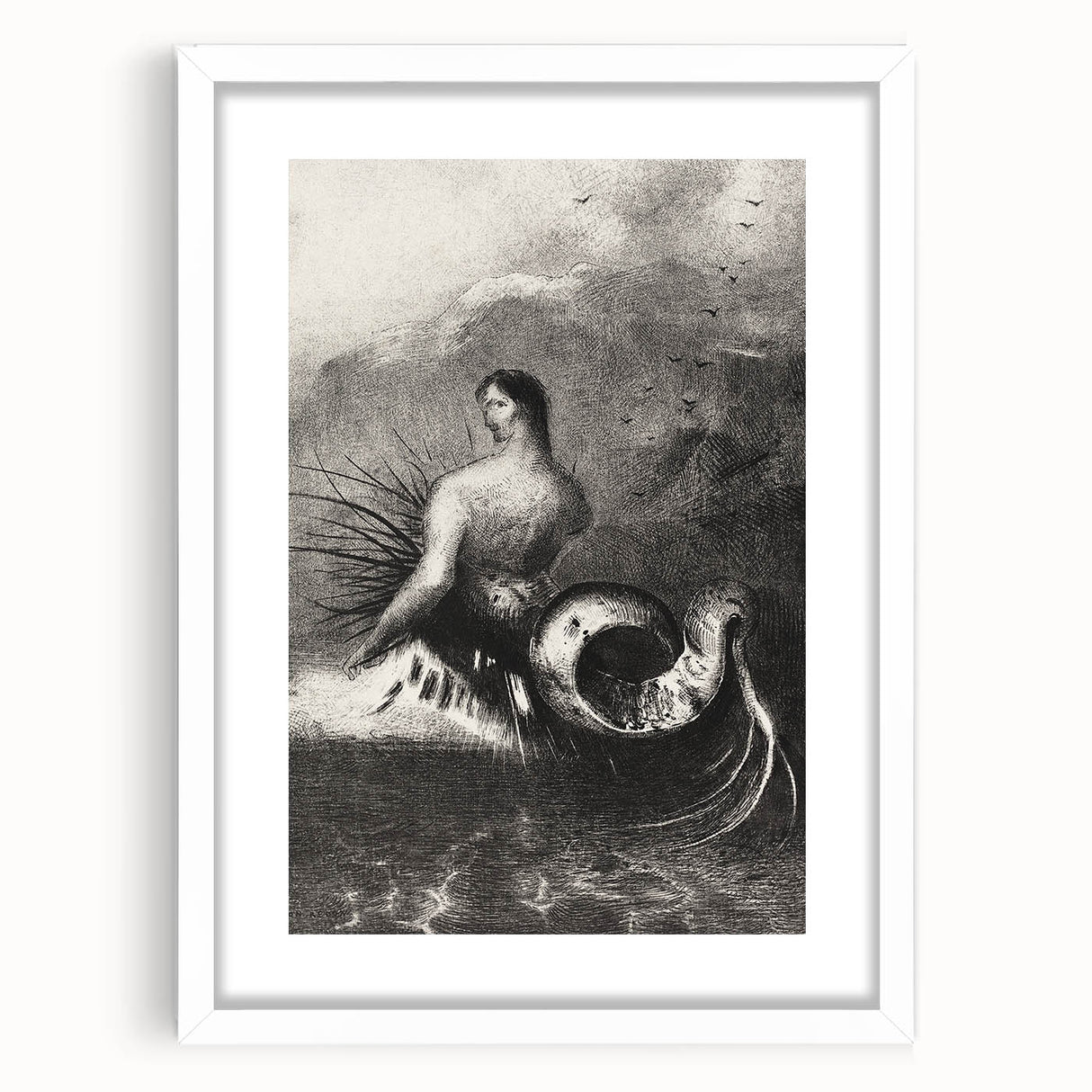 Gothic Wall Art | Serpent Creature Illustration | Dark Decor Style
