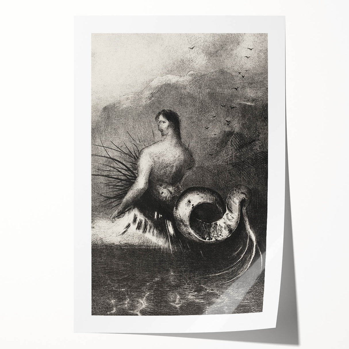 Gothic Wall Art | Serpent Creature Illustration | Dark Decor Style