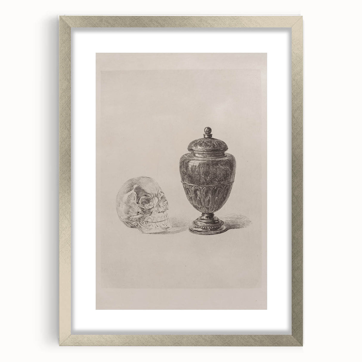 Gothic Wall Art | Skull and Urn Illustration | Dark Decor Style