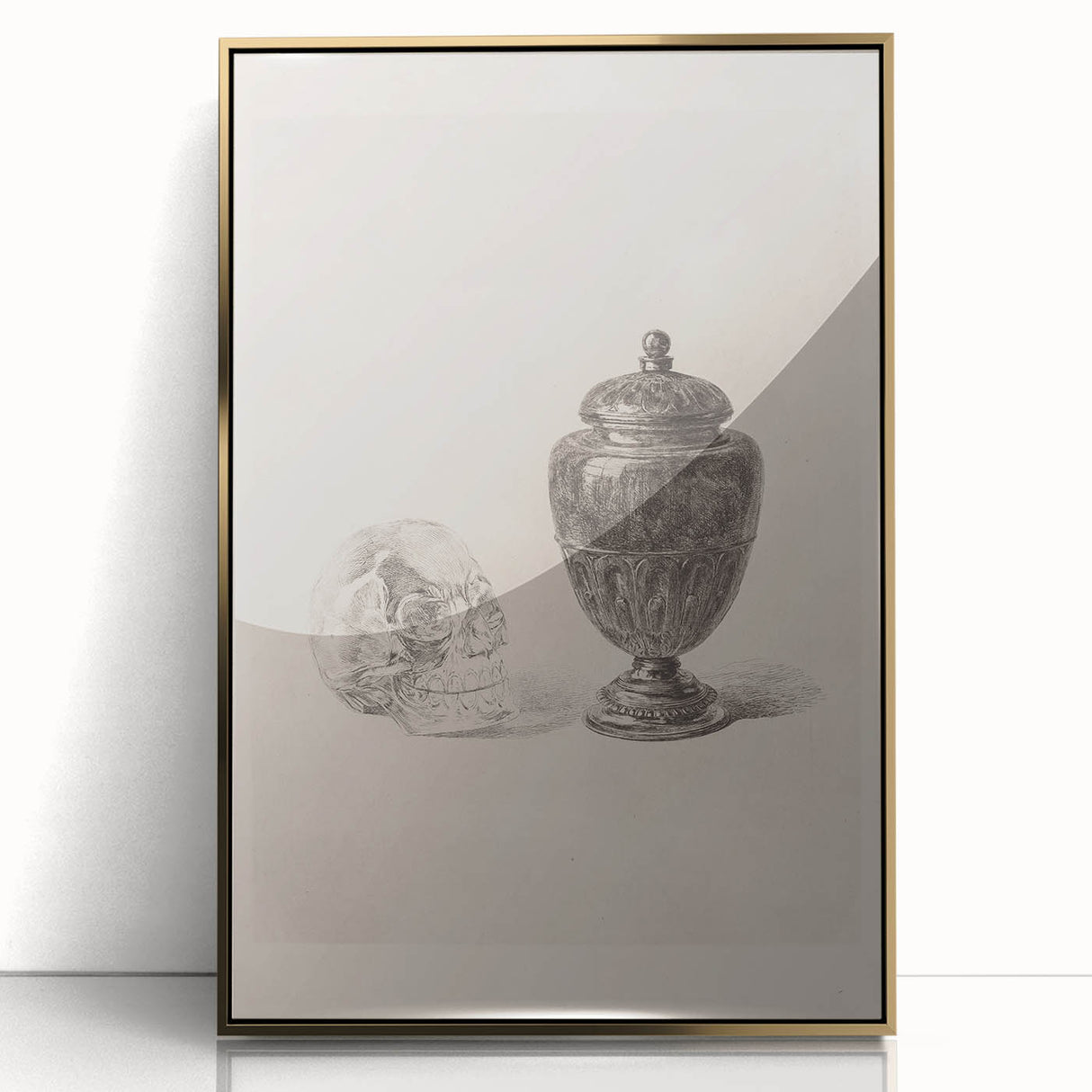Gothic Wall Art | Skull and Urn Illustration | Dark Decor Style