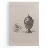 Gothic Wall Art | Skull and Urn Illustration | Dark Decor Style