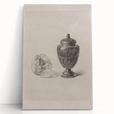 Gothic Wall Art | Skull and Urn Illustration | Dark Decor Style