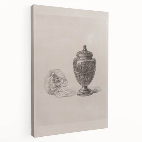Gothic Wall Art | Skull and Urn Illustration | Dark Decor Style