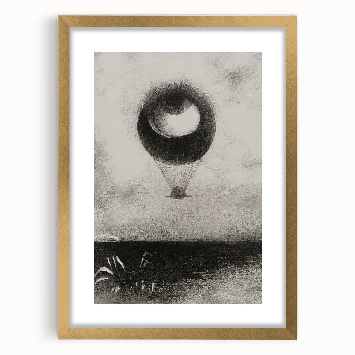 Gothic Wall Art | Surreal Eye Balloon Illustration | Dark Decor Style