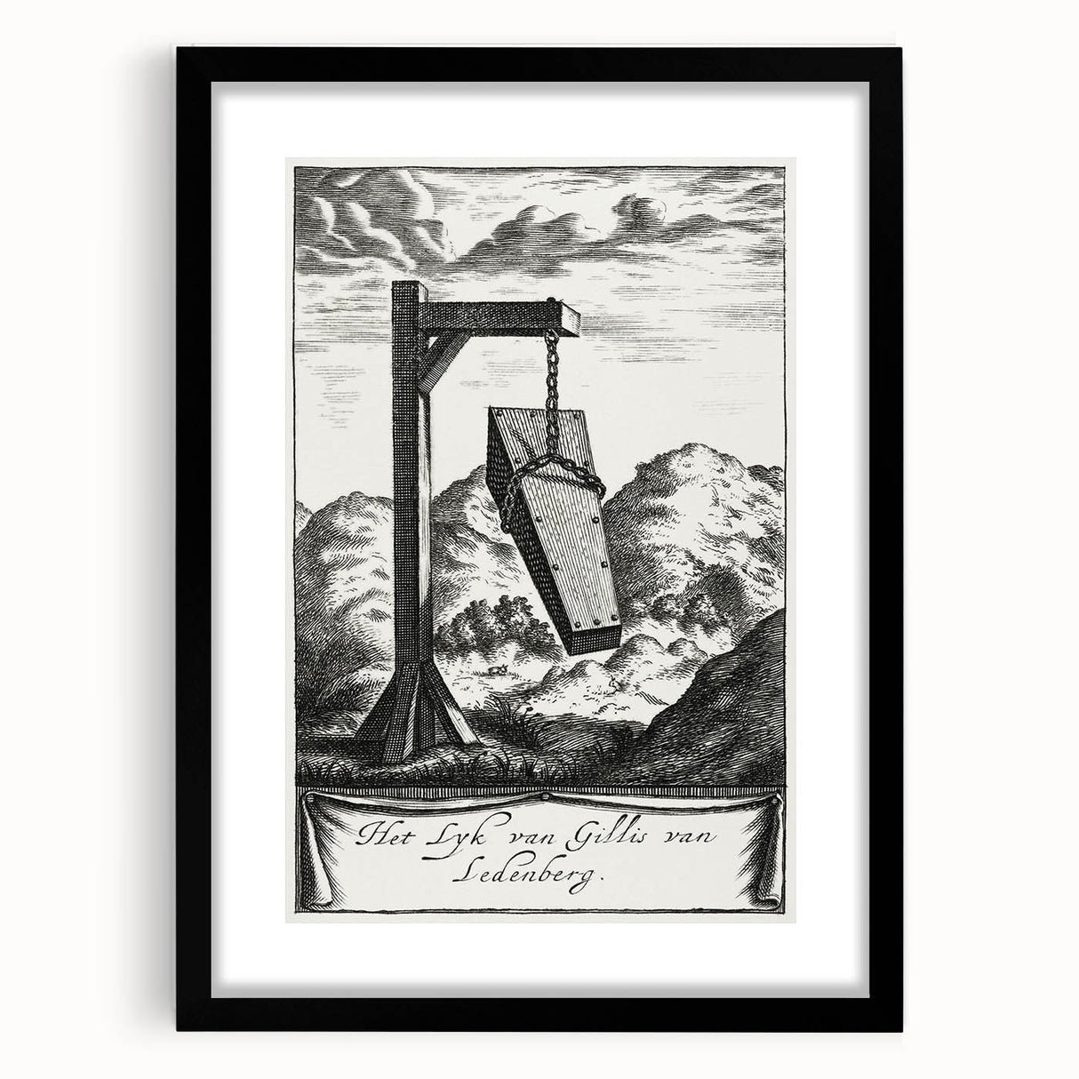 Gothic Wall Art | Hanging Coffin Illustration | Dark Decor Style