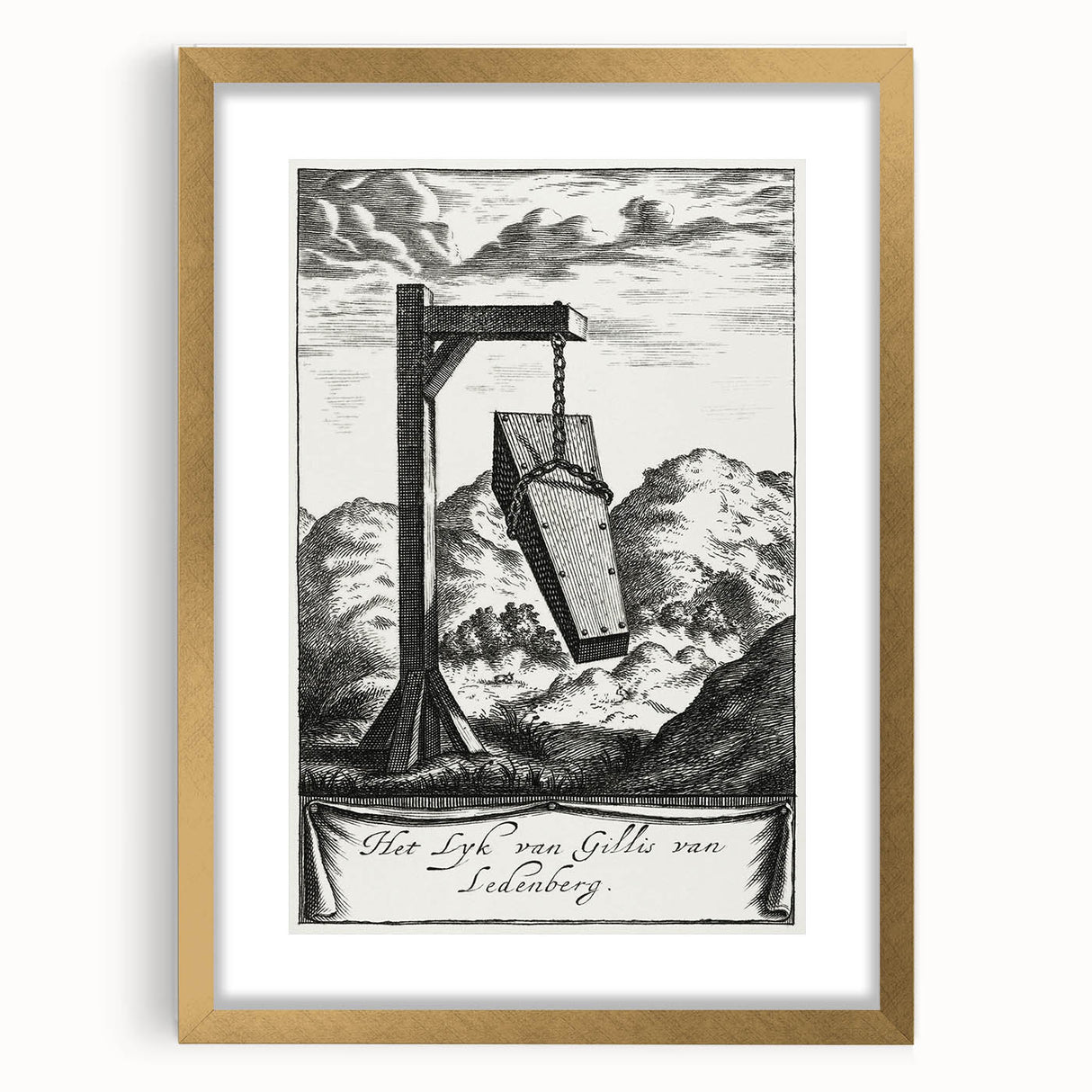 Gothic Wall Art | Hanging Coffin Illustration | Dark Decor Style