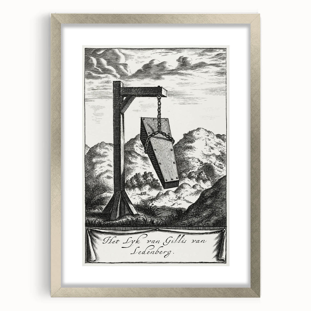 Gothic Wall Art | Hanging Coffin Illustration | Dark Decor Style