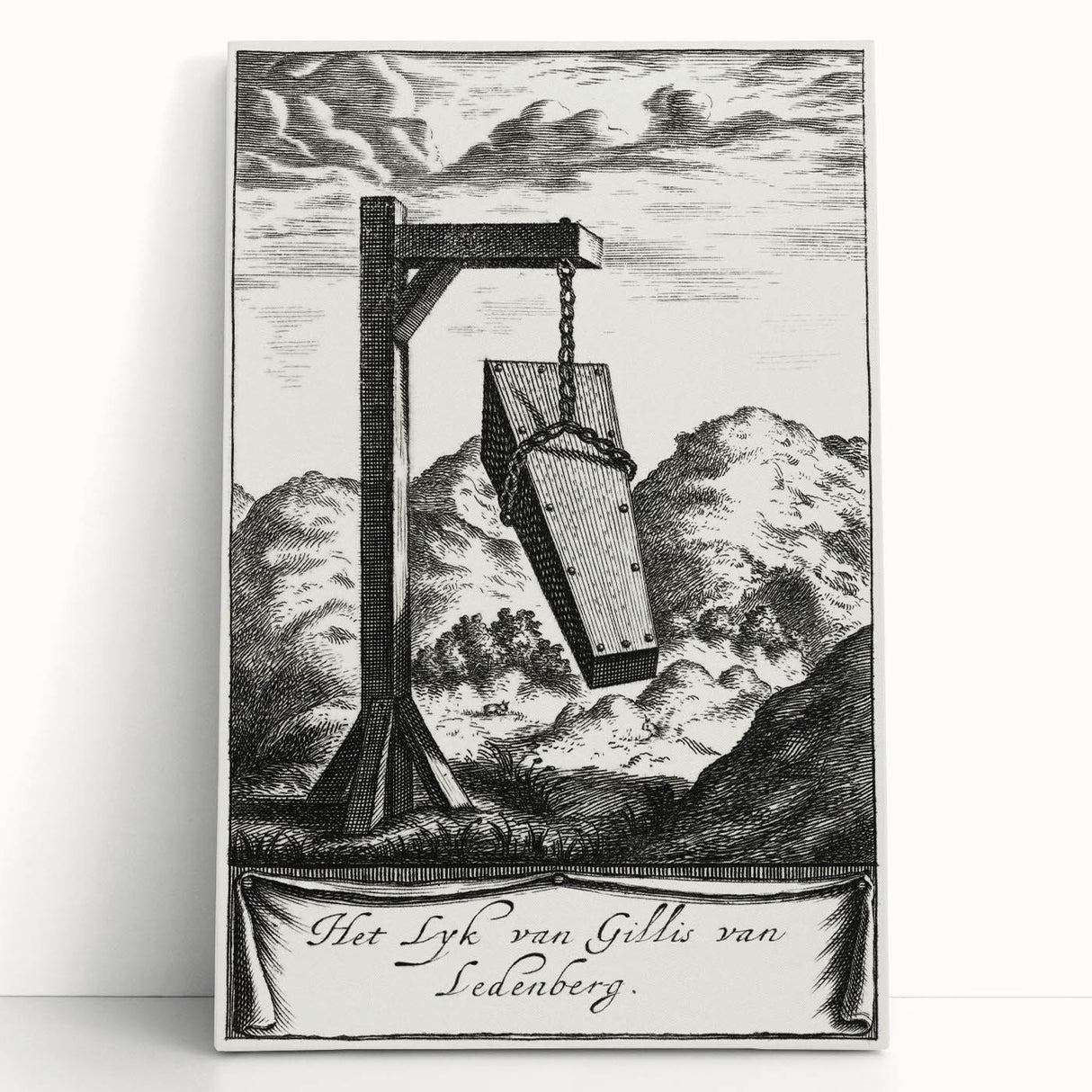 Gothic Wall Art | Hanging Coffin Illustration | Dark Decor Style