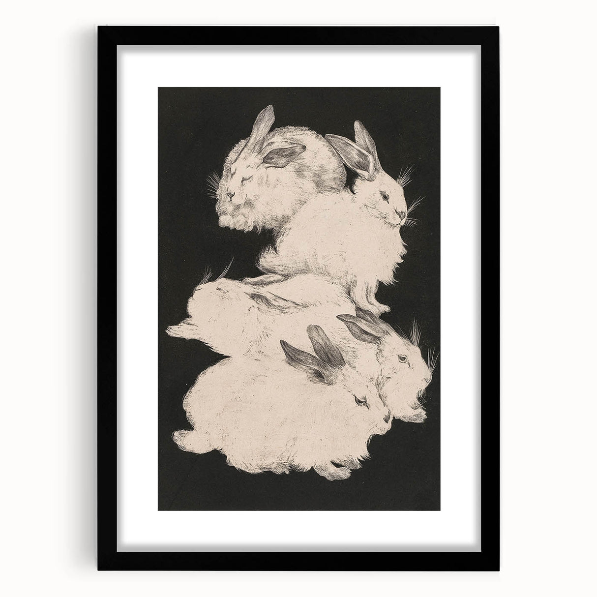 Gothic Wall Art | Surreal Rabbit Illustration | Dark Decor Style