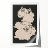 Gothic Wall Art | Surreal Rabbit Illustration | Dark Decor Style